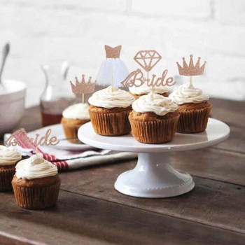 Розово злато Bride To Be Cupcake Toppers за декорация на сватбена торта Булчински душ Hen Party Cupcake Topper Доставка за украса на торта