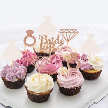 Розово злато Bride To Be Cupcake Toppers за декорация на сватбена торта Булчински душ Hen Party Cupcake Topper Доставка за украса на торта