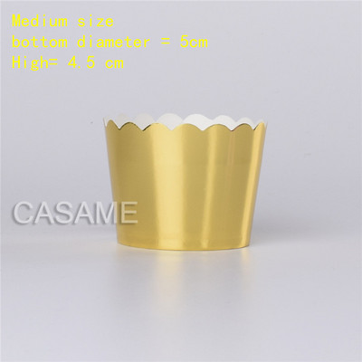 10 gab mirdzoša liela folija Cupcake papīrs Turētāji kāzu dekorācijas Iesaiņojums Iesaiņojums kūkas kaste Mafins papīrs turētāji folija zelta cupcake