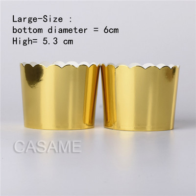 10 gab mirdzoša liela folija Cupcake papīrs Turētāji kāzu dekorācijas Iesaiņojums Iesaiņojums kūkas kaste Mafins papīrs turētāji folija zelta cupcake