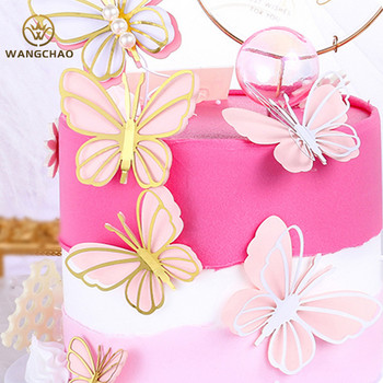 Pearl Butterfly Cake Topper Χρόνια πολλά Ρομαντικό Γάμος Cupcake Topper Baby Shower Baking Cake Decoration Party Favors