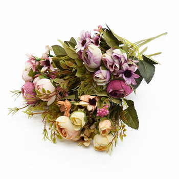 Многоцветни чаени рози Вази за декорация на дома Аксесоари Фалшиви маргаритки Пластмасови растения Сватбени декоративни изкуствени цветя Евтини