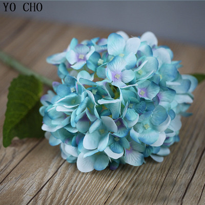 YO CHO 1Gb Lielas mākslīgās hortenzijas ziedi zars Zīds viltus Flore kāzu galds DIY mājas dārza dekorēšana viltota hortenzija Flore