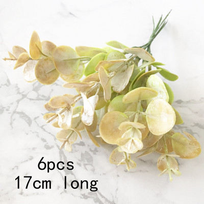 6 buc Buchet de eucalipt Ramuri de copac Frunze artificiale de mătase Decorare pentru casă Aranjament floral DIY Coroană de frunziș artificial