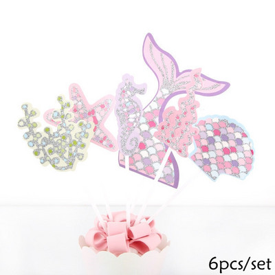 1Set Mermaid Tail tēmas kūku pildījumi Daudz laimes dzimšanas dienā kūku dekori Jauki mirdzoši ballītes bērnu dušas dzimšanas dienas dekorēšanas piederumi