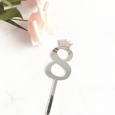 Number 0-9 Cake Topper Sünnipäeva-aastapäeva Pulmapeo numbriga koogitopsid Lipud lapsed Baby Shower 1. sünnipäeva kaunistus