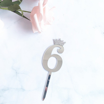 Number 0-9 Cake Topper Sünnipäeva-aastapäeva Pulmapeo numbriga koogitopsid Lipud lapsed Baby Shower 1. sünnipäeva kaunistus