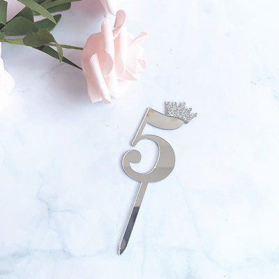 Number 0-9 Cake Topper Sünnipäeva-aastapäeva Pulmapeo numbriga koogitopsid Lipud lapsed Baby Shower 1. sünnipäeva kaunistus