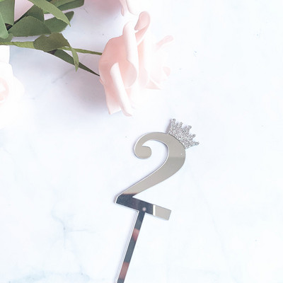 Number 0-9 Cake Topper Sünnipäeva-aastapäeva Pulmapeo numbriga koogitopsid Lipud lapsed Baby Shower 1. sünnipäeva kaunistus