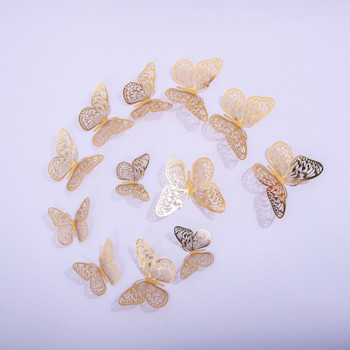 12 τμχ Διακοσμήσεις για τούρτες Τρισδιάστατη διπλή όψη Κοίλη πεταλούδα Χρόνια Πολλά Κέικ Topper for Birthday Dessert Baby Shower Butterflies