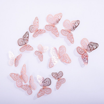 12 tk tordikaunistused 3D kahepoolsed õõnsad liblikad, sünnipäeva magustoiduks mõeldud tordipealsed, beebiduššliblikad