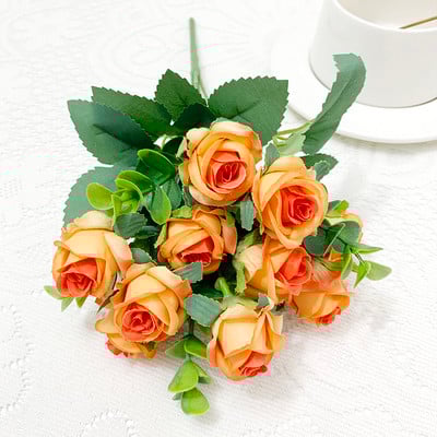 Flori artificiale 6 capete Bujor artificial trandafir de ceai de mătase roz DIY floare artificială falsă pentru bricolaj, grădină, decorare nuntă