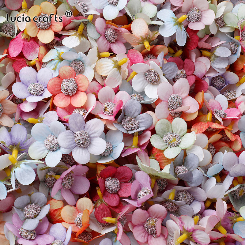 50db százszorszép művirág fejek Scrapbookhoz Diy cukorkadoboz esküvői parti lakberendezési kézzel készített karácsonyi koszorú selyem A0144
