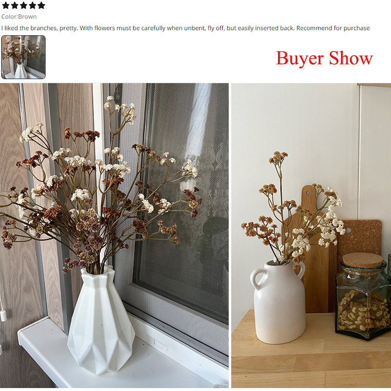 62CM/tk 81 Kvaliteetsed väikesed lilled Sügisvärv Feel Pehme Kumm Gypsophila Kuiv Lill 6 Värviline PVC Kimp Kodukaunistus