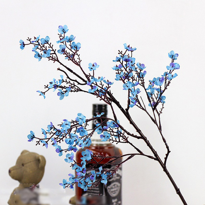 rózsaszín cseresznyevirág műanyag ág műselyem virágok sakura esküvői otthoni bolt dekoráció fehér hamis virágok barkács dec.