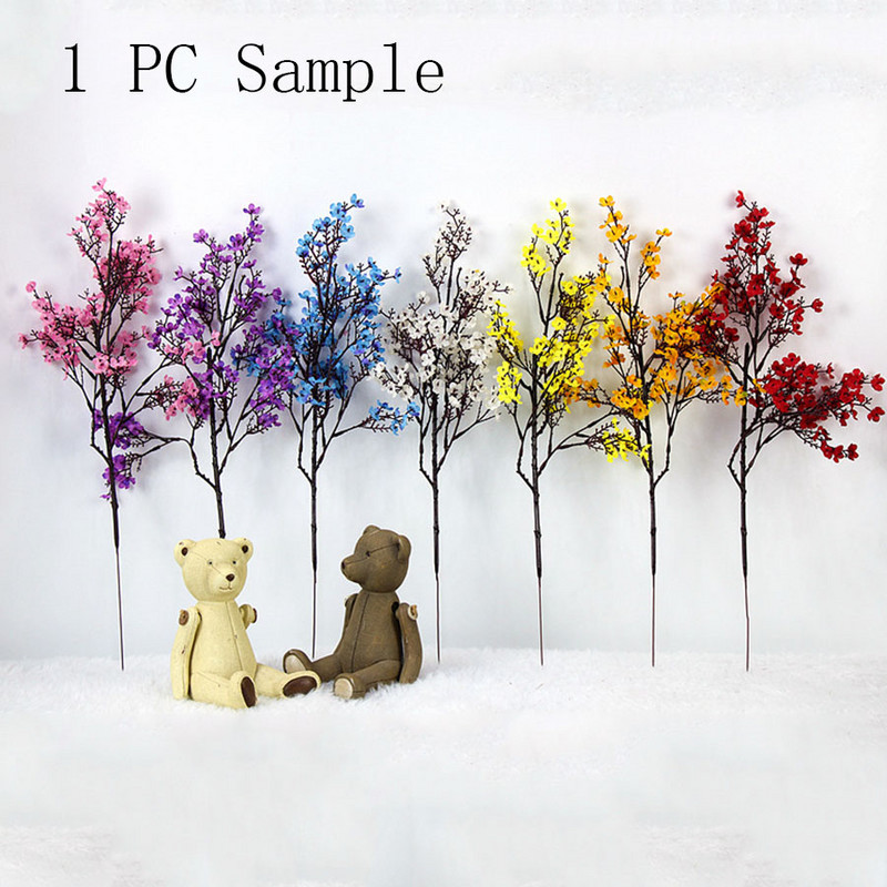 rózsaszín cseresznyevirág műanyag ág műselyem virágok sakura esküvői otthoni bolt dekoráció fehér hamis virágok barkács dec.