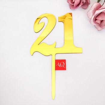 Mirror Surface Cake Topper Acrylic Number 18/21/30/40/50/60/70/80 Επετειακός γάμου Topper Birthday Party Decorating Cake