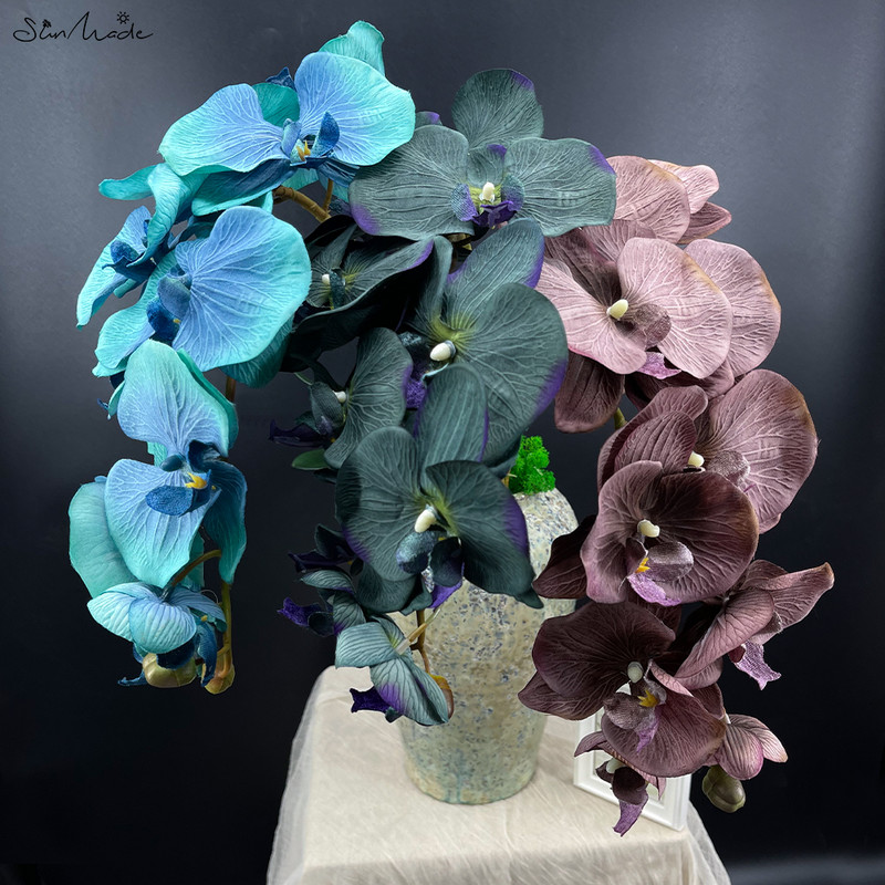 SunMade 10 fej nagy mesterséges orchidea pillangó orchidea otthon esküvői dekoráció selyem művirágok Flores Artificales
