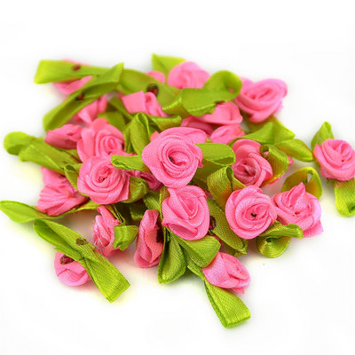 100 DB mesterséges mini selyem rozetták szövet virágok fejek kézzel készített szatén szalag rózsák készítés, barkácsolás esküvői dekorációhoz