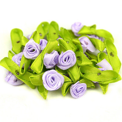 100 DB mesterséges mini selyem rozetták szövet virágok fejek kézzel készített szatén szalag rózsák készítés, barkácsolás esküvői dekorációhoz