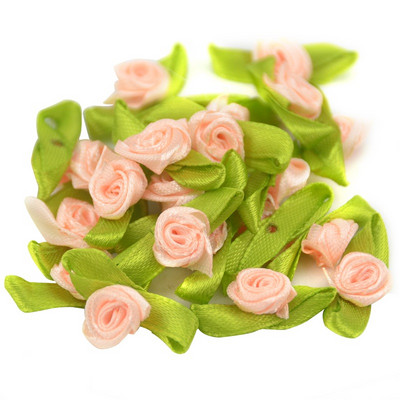 100 DB mesterséges mini selyem rozetták szövet virágok fejek kézzel készített szatén szalag rózsák készítés, barkácsolás esküvői dekorációhoz