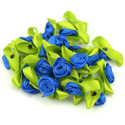 100 DB mesterséges mini selyem rozetták szövet virágok fejek kézzel készített szatén szalag rózsák készítés, barkácsolás esküvői dekorációhoz