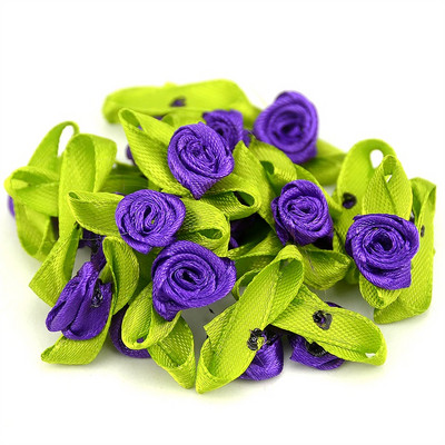 100 DB mesterséges mini selyem rozetták szövet virágok fejek kézzel készített szatén szalag rózsák készítés, barkácsolás esküvői dekorációhoz