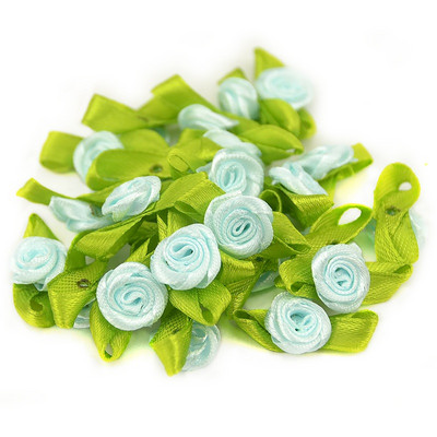 100 DB mesterséges mini selyem rozetták szövet virágok fejek kézzel készített szatén szalag rózsák készítés, barkácsolás esküvői dekorációhoz