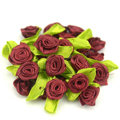100 DB mesterséges mini selyem rozetták szövet virágok fejek kézzel készített szatén szalag rózsák készítés, barkácsolás esküvői dekorációhoz