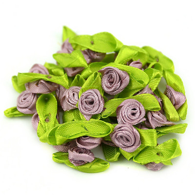 100 DB mesterséges mini selyem rozetták szövet virágok fejek kézzel készített szatén szalag rózsák készítés, barkácsolás esküvői dekorációhoz