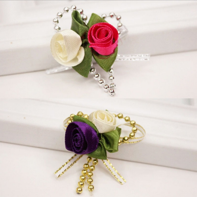 100 DB mesterséges mini selyem rozetták szövet virágok fejek kézzel készített szatén szalag rózsák készítés, barkácsolás esküvői dekorációhoz