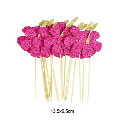 10 gab palmu lapu flamingo kūciņu virsma Havajiešu Luau vasaras ballītes kūkas dekorēšana bērniem džungļu dzimšanas dienas ballīte tropiskās kāzas