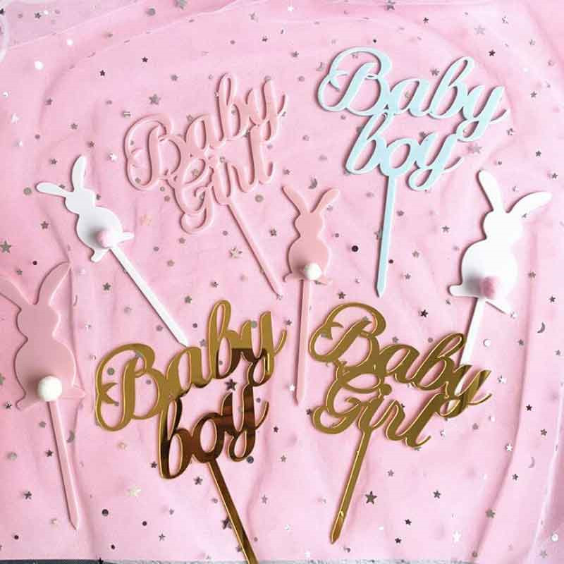 Egyes levél Baby Girl Baby Boy Tortafedő 0-9 számjegyű Cupcake Toppers Zászlók 1. Boldog születésnapot Baba Shower Party dekoráció