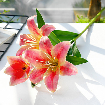 3D печат Лилия клон реално изглеждащи изкуствени цветя за дома Сватбена украса бели фалшиви цветя градински декор флорес