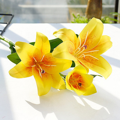 3D druka Lilijas zars īsta izskata Mākslīgie ziedi mājām Kāzu rotājumi balti viltoti Ziedi dārza dekoru flores