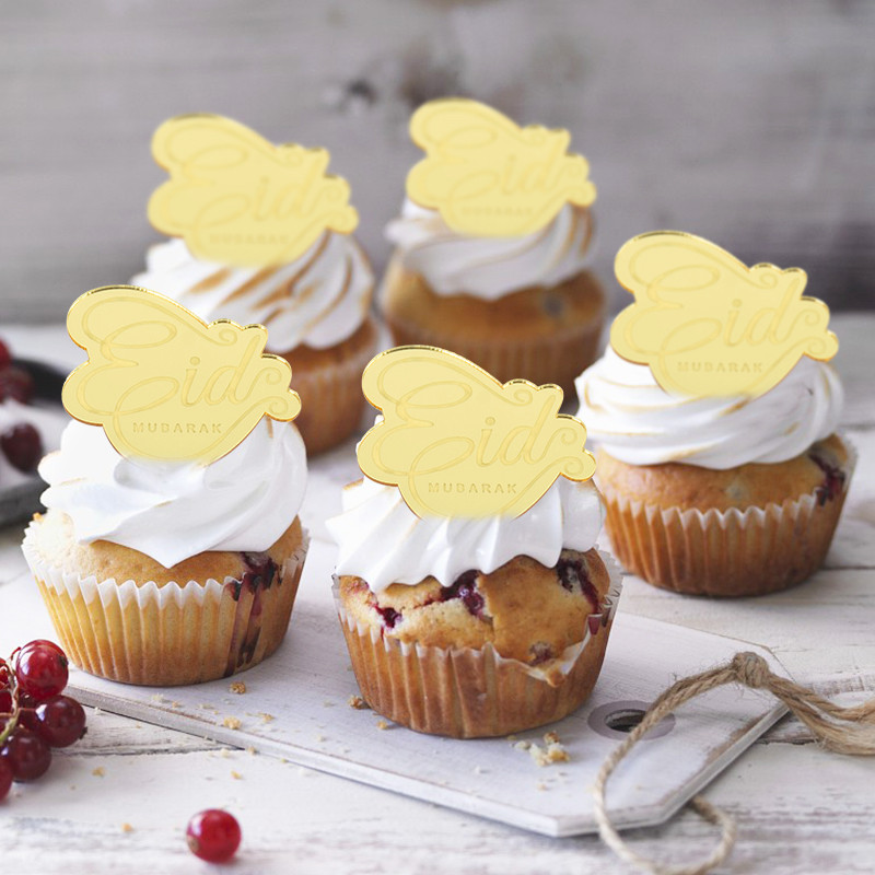 5/10 buc. Acrilic Eid Mubarak Tort Topper Hajj Mubarak Ramadan Islamic Musulman Cupcake Topper Festival Party Coace Decorare Tort