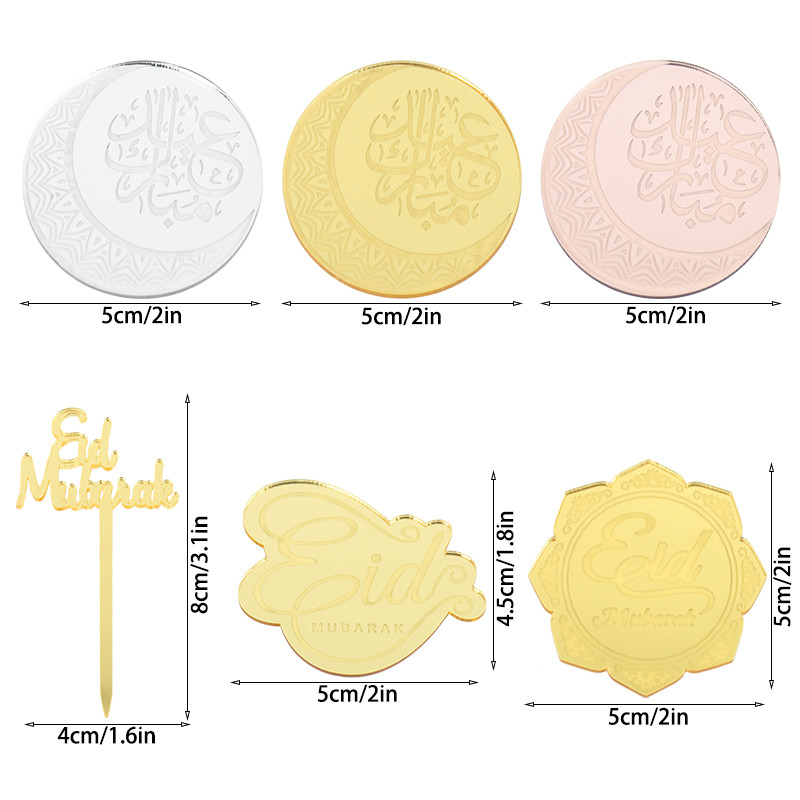 5/10 buc. Acrilic Eid Mubarak Tort Topper Hajj Mubarak Ramadan Islamic Musulman Cupcake Topper Festival Party Coace Decorare Tort
