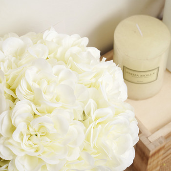 5бр. Красиви изкуствени цветя от божур Висококачествен бял букет Сватбен декор за маса за дома Фалшиви цветя Коледна аранжировка