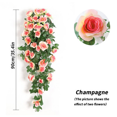 Rose Vine Τεχνητά Λουλούδια Lvy Γάμος Σπίτι Διακόσμηση Μπαλκονιού Αψίδα Κήπου DIY Κρεμαστή γιρλάντα Τεχνητά φυτά Ψεύτικα λουλούδια