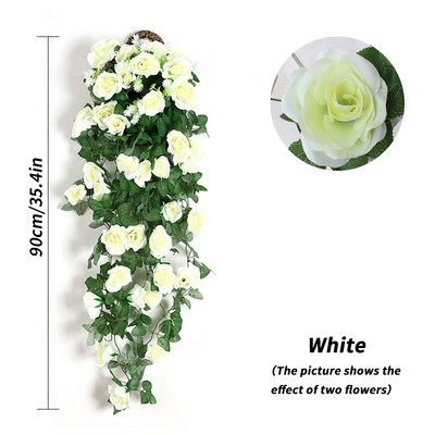 Rose Vine Τεχνητά Λουλούδια Lvy Γάμος Σπίτι Διακόσμηση Μπαλκονιού Αψίδα Κήπου DIY Κρεμαστή γιρλάντα Τεχνητά φυτά Ψεύτικα λουλούδια