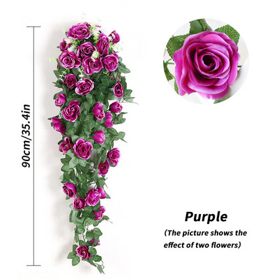 Rose Vine Τεχνητά Λουλούδια Lvy Γάμος Σπίτι Διακόσμηση Μπαλκονιού Αψίδα Κήπου DIY Κρεμαστή γιρλάντα Τεχνητά φυτά Ψεύτικα λουλούδια