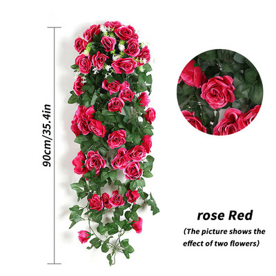 Rose Vine Τεχνητά Λουλούδια Lvy Γάμος Σπίτι Διακόσμηση Μπαλκονιού Αψίδα Κήπου DIY Κρεμαστή γιρλάντα Τεχνητά φυτά Ψεύτικα λουλούδια