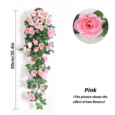 Rose Vine Τεχνητά Λουλούδια Lvy Γάμος Σπίτι Διακόσμηση Μπαλκονιού Αψίδα Κήπου DIY Κρεμαστή γιρλάντα Τεχνητά φυτά Ψεύτικα λουλούδια