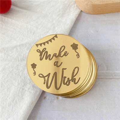 Noi 10 bucăți acrilic, aur roz, argint, decorare pentru tort, cerc pentru cupcake, decorare pentru tort pentru desert de petrecere de aniversare