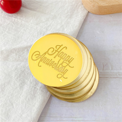 Noi 10 bucăți acrilic, aur roz, argint, decorare pentru tort, cerc pentru cupcake, decorare pentru tort pentru desert de petrecere de aniversare