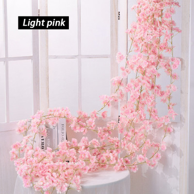 1db mesterséges cseresznyevirág rózsa szőlő 135 virágfej selyem falra akasztós virág dekoráció rattan hamis növénykoszorú ív dekoráció