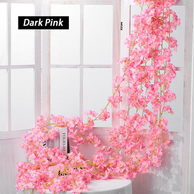 1db mesterséges cseresznyevirág rózsa szőlő 135 virágfej selyem falra akasztós virág dekoráció rattan hamis növénykoszorú ív dekoráció
