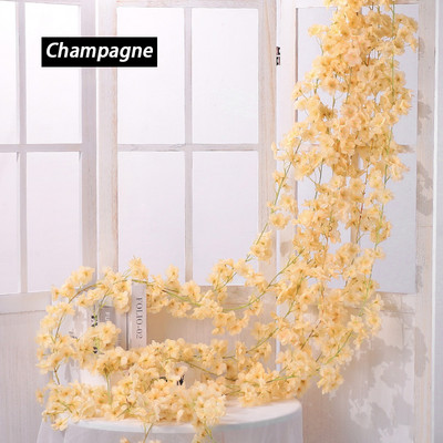 1db mesterséges cseresznyevirág rózsa szőlő 135 virágfej selyem falra akasztós virág dekoráció rattan hamis növénykoszorú ív dekoráció