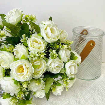 10 глави изкуствени цветя божур розови бели копринени рози булка букет цветя за сватбена маса парти декоративни направи си сам подаръци декор