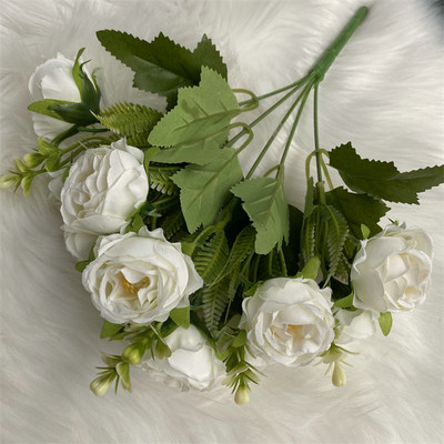 10 galviņas Mākslīgie ziedi Peonija Rozā, Balta Zīda Rozes Līgavas Pušķis Zieds Kāzu Galda ballītei Dekoratīvs DIY Dāvanu dekors